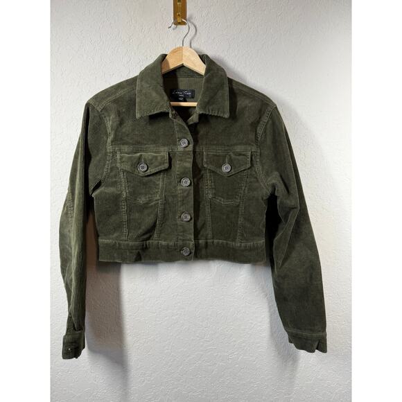 Love Tree Women's Cropped Olive Corduroy Jacket Size Small - Picture 3 of 8
